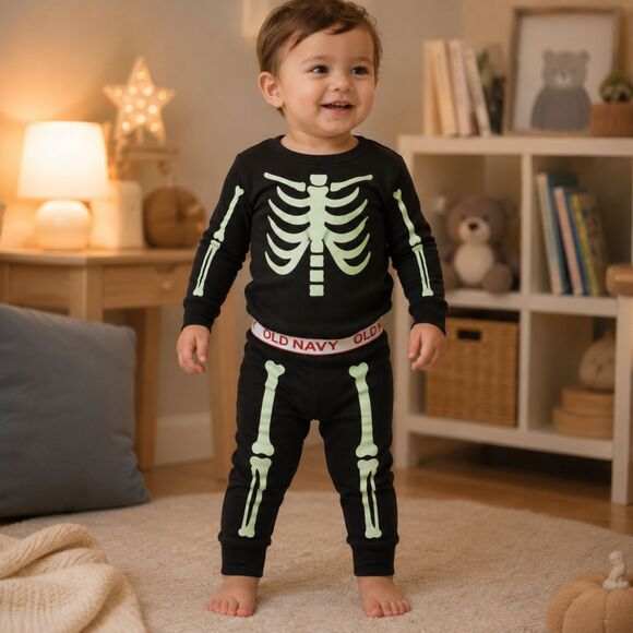 Old Navy Other - Old Navy Baby Skeleton Pajamas 6-12M Glow in Dark NWT 2 Piece Cotton Halloween
